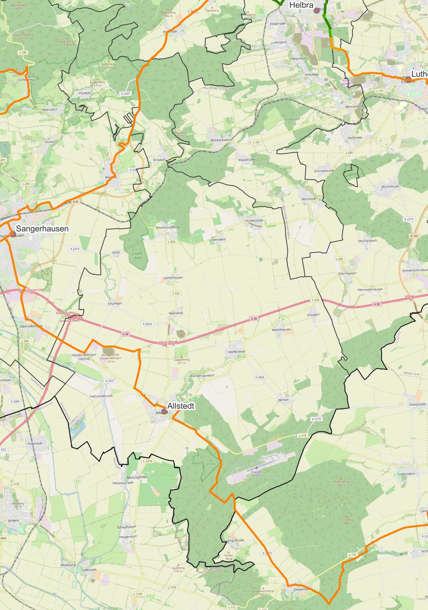 Voraussichtlicher Streckenverlauf Kupferspuren Radweg in Allstedt, © SEG Voraussichtlicher Streckenverlauf Kupferspuren Radweg in Allstedt