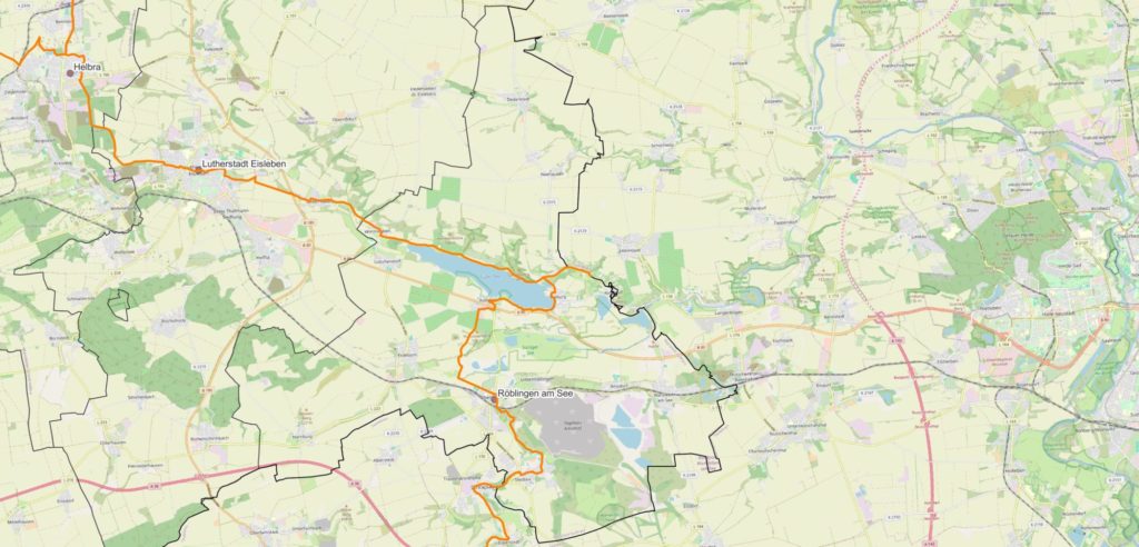 Kupferspuren Radweg Seegebiet 2025, © SEG vorläuftiger Verlauf des Kupferspuren Radweg Seegebiet 2025