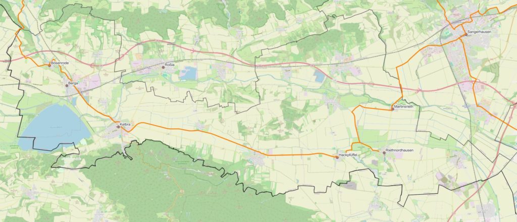 Kupferspuren Radweg Verbandsgemeinde Goldene Aue, © SEG geplanter Verlauf des Kupferspuren Radweges in der Verbandsgemeinde Goldene Aue, Stand Oktober 2025